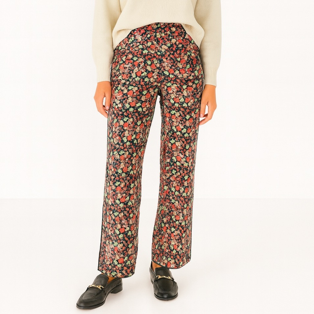 Marbelle Floral Print Loose Elastic Waist Pants Size Large